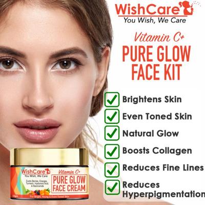 WishCare Vitamin C Purelow Face Cream for Women & Men - With Hyaluronic Acid Niacinamide Oranges Berries & Turmeric 50 gm - Day Cream