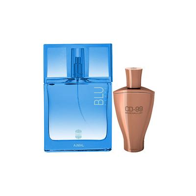 Ajmal Blu Femme EDP Floral Woody Perfume And CD 99 Mukhallat Concentrated Perfume Oil Floral Oriental 64 ml - Perfumes (Edt/Edp)