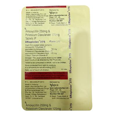 Rapiclav 375 Tablet 10'S - Bacterial Infections-Pen