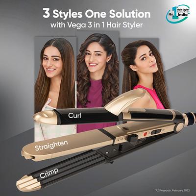 Vega Hair Dryer and Straightener Combo 3 In 1 Hair Styler and Insta Glam Hair Dryer for Women, VGGP-10 1's - Straighteners