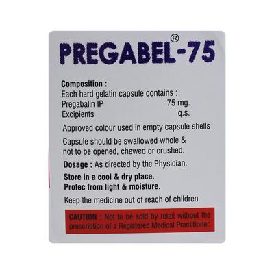 PREGABEL 75mg Capsule 10's - Neuropathic Pain-Dru