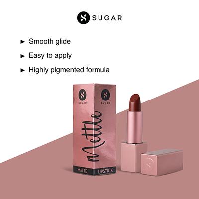 SUGAR Cosmetics Mettle Matte Lipstick - 01 Athena (Red Terracotta) 3.6 gm - Lipsticks
