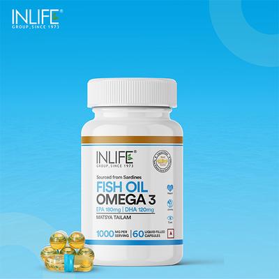 INLIFE Omega 3 Fish Oil 1000 mg Capsules 60's - Omega Fish Oil Fatty Acids