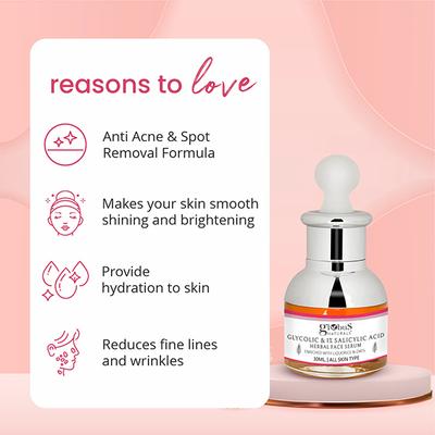 Globus Naturals Glycolic & 1% Salicylic Acid Anti Acne Face Serum, for Oily & Acne Skin, 30ml each 2's - Face Serum