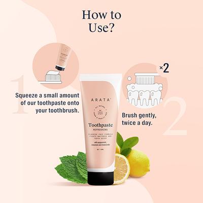 Arata Natural Refreshing Toothpaste With Peppermint, Cinnamon Fights Tooth Decay 100 ml 2's - Toothpaste