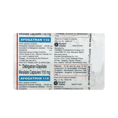 Afogatran 110mg Capsule 10'S - Blood Clot-Ant