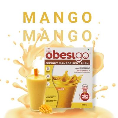 Obesigo Weight Management Plan Powder - Mango Shake (Pack of 7 x 50 g) - Weight Loss