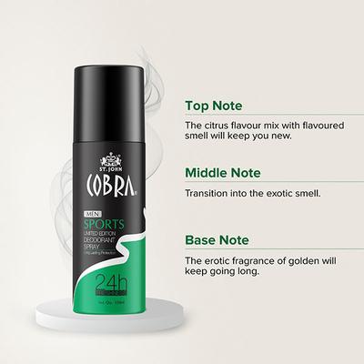 St. John Sports Limited Edition Deodorant Spray 150 ml + Cobra Envy Deodorant Spray 150 ml + Cobra Eau De Parfum 8 ml - Men Deodorants/Roll-Ons