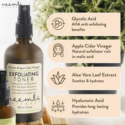 Neemli Naturals Glycolic & Apple Cider vinegar Exfoliating Toner 100 ml - Face Gels