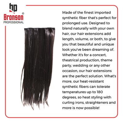 Bronson Professional Hair Extensions Straight Hair 5 Clip-In 24 inch Dark Brown No 4 1's - Hair Clips/Bands