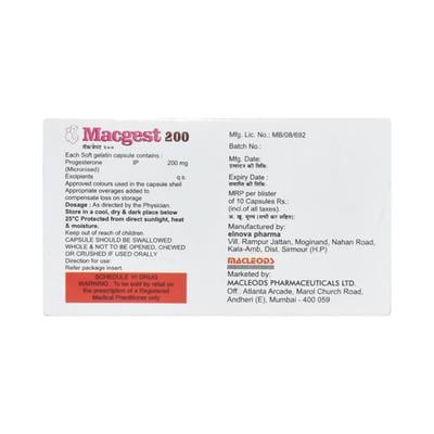 Macgest 200mg Capsule 10'S - Hormonal Therapy-Oes