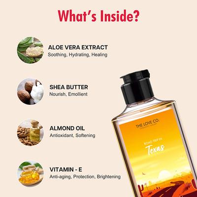 The Love Co. Texas Body Wash - Body Wash For Women - Hydrating - Moisturizing Body Care - 100% Vegan - Paraben Free 250 ml - Shower Gels & Body Wash