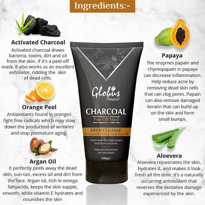 Globus Naturals Charcoal Peel Off Maskl 100 gm - Masks & Peels