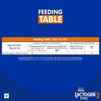 Nestle LACTOGEN PRO 3 Follow Up Formula with Whey Protein, Iron, Vitamin A, C & D (After 12 Months Upto 18 Months) Powder 400 g - Baby And Infant Supplements