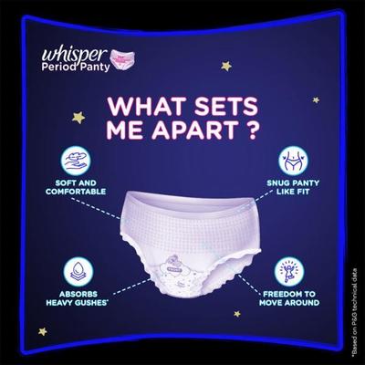 Whisper Super Absorbent Period Panty (L-XL)(60-100 cm) 18's - Panty Liners