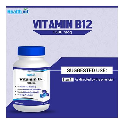Healthvit Vitamin B12 1500 mcg Tablet 60's - Multi-Vitamins