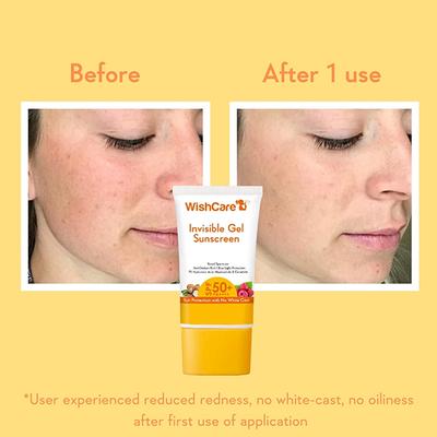 WishCare Invisible Gel Sunscreen SPF 50+ PA++++ - Broad Spectrum Protection With No White Cast 50 gm - Face Sunscreen