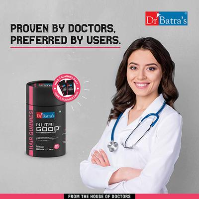 Dr Batras Nutrigood Biotin Hair Gummies for Strong & Healthy Hair With Grape Seed Extract, Vitamins & Zinc for Nourishment & Protection - 60 Gummies 1's - Hair & Skin