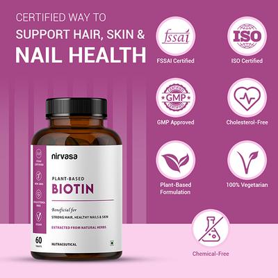 Nirvasa Plant Based Biotin Tablets, 60 Tablets 60 gm - Multi-Vitamins