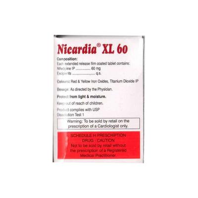NICARDIA XL 60 Tablet 15's - Hypertension-Cal