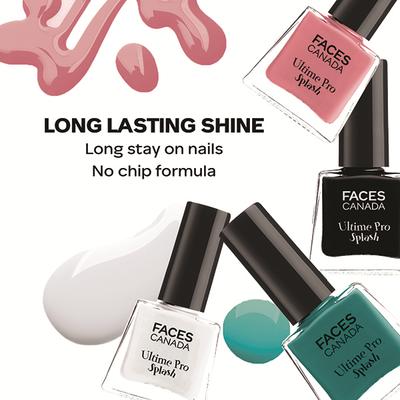 Faces Canada Ultime Pro Splash Mini Nail Enamel, Black Beauty + White O White + Bahama Breeze + Ignite, 20ml 1's - Nail Polish