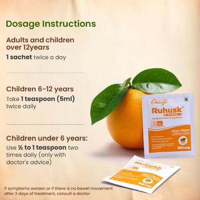 Rusan Ruhusk Ispaghula Husk 3.5 g Sachets - Orange Flavour 30's - Indigestion/Constipation