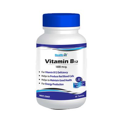 Healthvit Vitamin B12 1500 mcg Tablet 60's - Multi-Vitamins