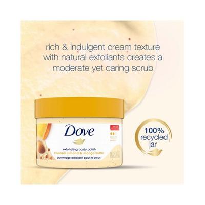 Dove Exfoliating Body Polish Scrub Crushed Almond and Mango Butter for Dry Skin 298 gm - Scrubs & Exfoliants