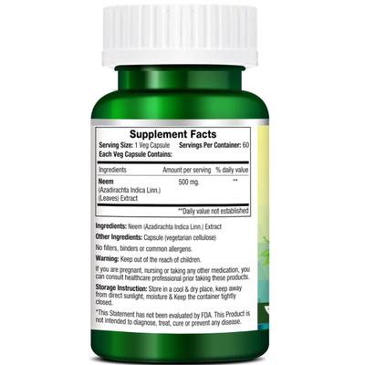 Morpheme Remedies Neem 500 mg Veg Caps 60's - Hair & Skin