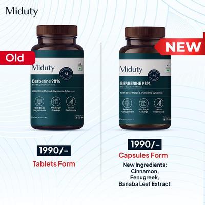 Miduty Berberine 98% Capsules 60's - Diabetes (Fitness)