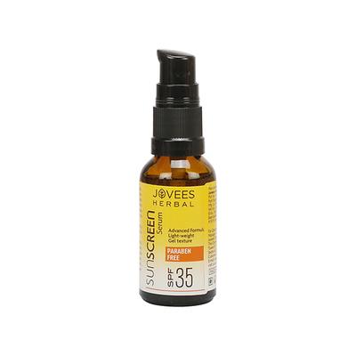 Jovees Sunscreen Face Serum SPF 35, with Aloe Vera, Carrot & Sunflower Extract Gel formula for Sun Protection 30 ml - Face Sunscreen