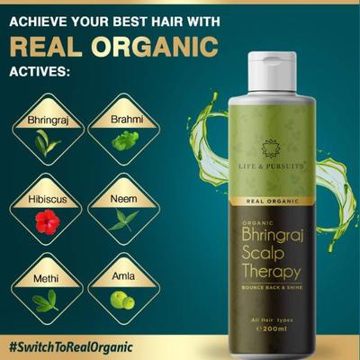 Life & Pursuits Real Organic Bhringraj Scalp Therapy Hair Oil 200 ml - Hair Oils