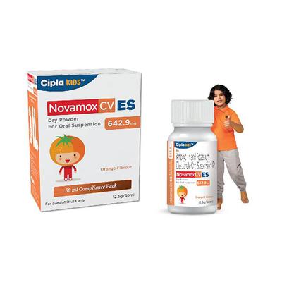 NOVAMOX CV ES ORANGE FLAVOUR 642.9mg Oral Suspension 50ml - Bacterial Infections-Pen