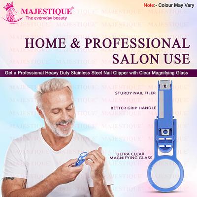 Majestique Nail Clipper With Magnifying Glass, Sharp Smooth Edge Nails Cutter - Multicolor 1's - Manicure & Pedicure Kits