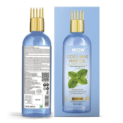 WOW Skin Science Cool Mint Hair Oil - with Comb Applicator 200 ml - Hair Oils