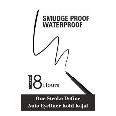 Half N Half One Stroke Defining Auto Eyeliner Kohl Kajal 8Hr, Smudge Proof Waterproof Jet Black 0.3gm - Kajal & Kohls