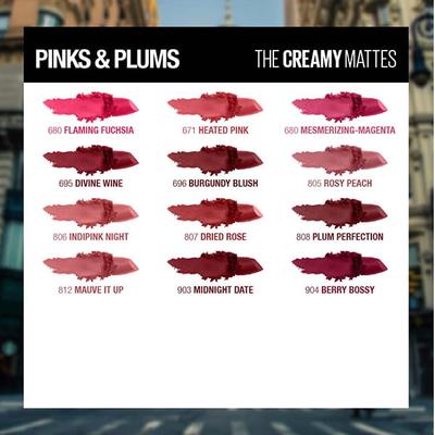 Maybelline New York Color Sensational Creamy Matte Lipstick, 695 Divine Wine 3.9 gm - Lipsticks