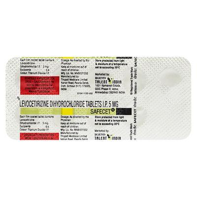 Safecet 5mg Tablet 10'S - Allergies-Ant