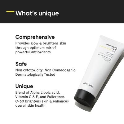 Minimalist Alpha Lipoic (ALA) with Vitamin C 2% Brightening Cream with potent antioxidants 50 gm - Face Creams