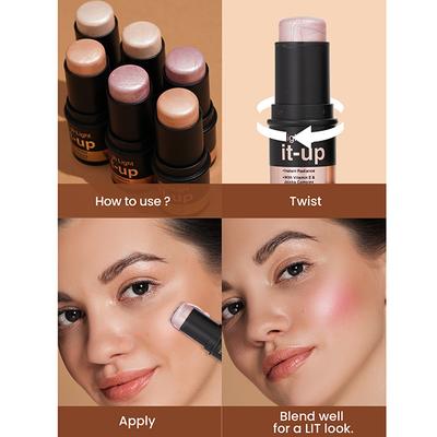 Swiss Beauty High Light It-Up Highlighter, with Vitamin E & Jojoba Complex 3-Radiant Pink 8 gm - Highlighters & Illuminators