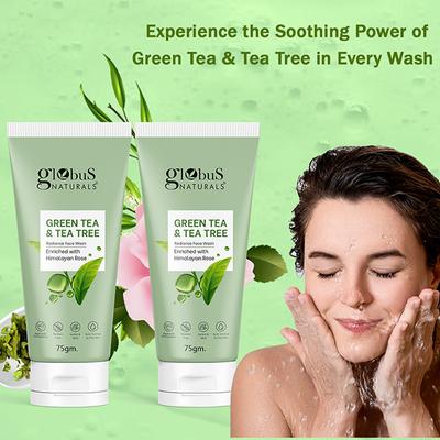 Globus Naturals Green Tea and Tea Tree Face Wash, 75gm each 2's - Face Wash & Cleansers