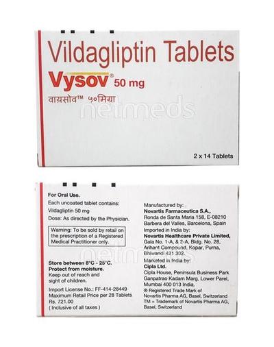 Vysov 50mg Tablet 14'S - Diabetes-Ant