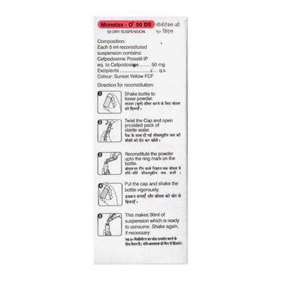 MONOTAX O 50 DS TANGY ORANGE & LEMON FLAVOUR Dry Suspension 30ml - Bacterial Infections-Cep