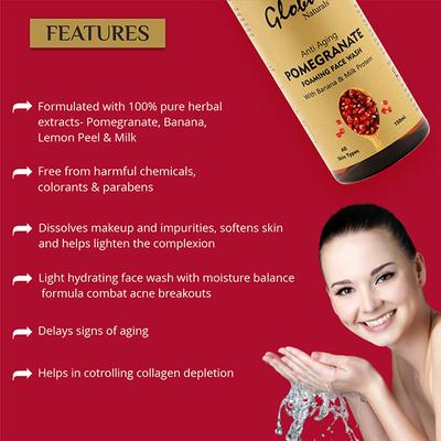 Globus Naturals Anti - Ageing Pomegranate Foaming Fruit Face Wash 150 ml - Face Wash & Cleansers