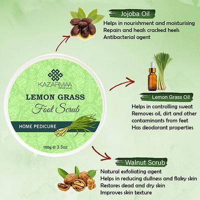 Kazarmaa Lemon Grass Foot Scrub And Foot Scrubber Tool 250 gm - Foot Scrubs