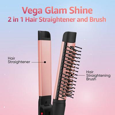 Vega Glam Shine 2 In 1 Hair Straightener and Brush, (VHSBB-01) 475 gm - Straighteners