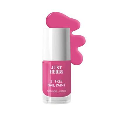 Just Herbs 2 I Free Nail Paint With Sweet Almond + Jojoba Oil NP-05 Fuschia Pink 6ml - Nail Polish