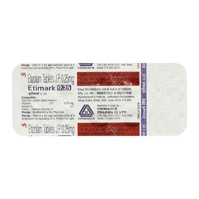 ETIMARK 0.25 Tablet 10's - Anxiety-Anx