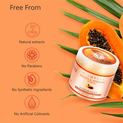 Glamveda Papaya Anti Tan Face Scrub 100 gm - Face Scrubs