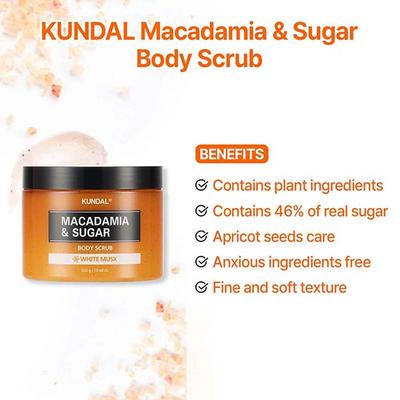Kundal Macadamia and Sugar Body Scrub Cherry Blossom 550 gm - Shower Gels & Body Wash